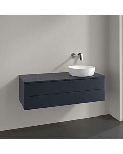 Meuble vasque Villeroy & Boch Antao L23010HG avec éclairage, 2 tiroirs, 1200 x 360 x 500 mm, façade lisse, laque mate bleu nuit.